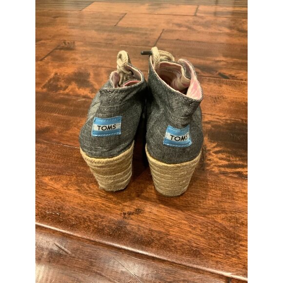 TOMS Blue Chambray Espadrilles Wedge Heels, Size 7.5 (US) - Picture 3 of 7